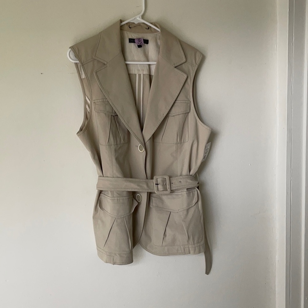 Lafayette 148 Tan Utility Vest with Matching Belt